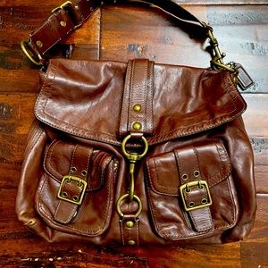 Coach large leather satchel bag